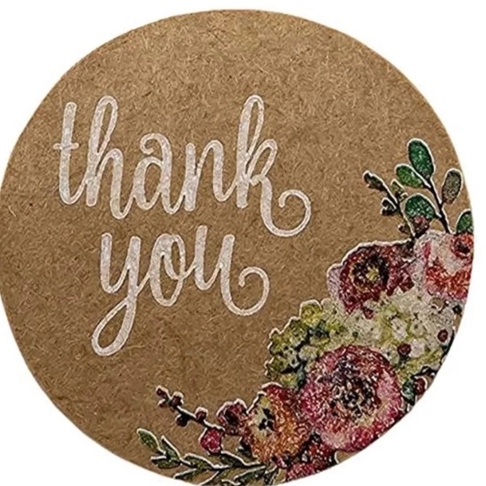 100 - 1.5” Kraft Thank You Stickers